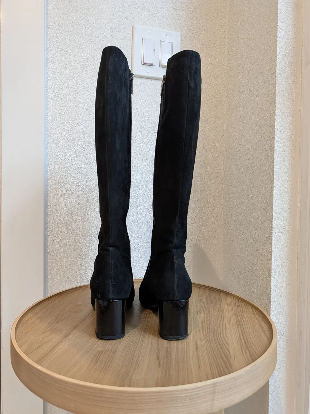 Aquatalia Black Suede Over-the-Knee Block Heel Boots